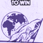 "We've got a world to win" A light purple backdrop is set behind a deeper purple globe and a worker bearing a flag. https://linktr.ee/fas161 "Join your local anarchists!"