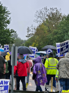 Strikers walk the picket line at 500 Forbes blvd in Mansfield MA